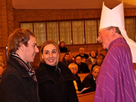 photo of Bishop Terry sharing a private word