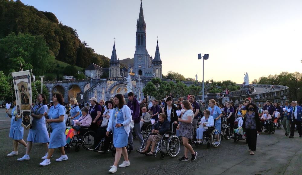 The Torchlight Marian Procession during Lourdes 2022 – Photo by Michael McGeary