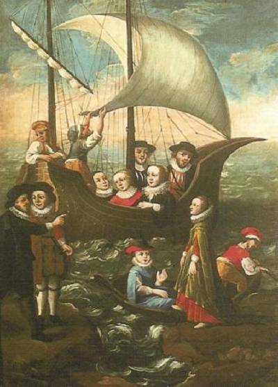 detail from painting of Mary Ward's voyage