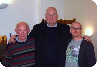 Photo of Canon Ryan from St Wilfrid's with John Pridmore and Ronnie Pinder