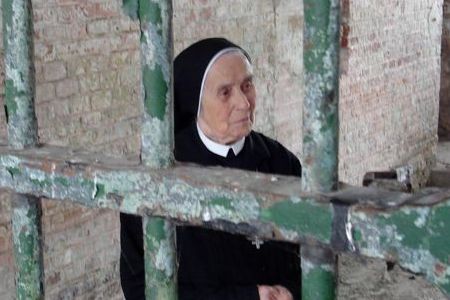 photo of Sister Clara in Romania visiting her former prison