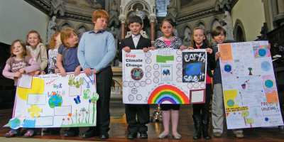 photo of young people supporting the CAFOD campaign in York