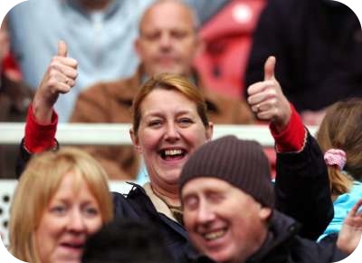 photo of enthusiastic fan at last year's charity match