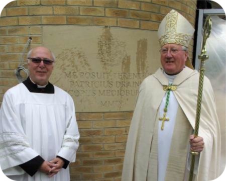 photo of Canon Michael with Bishop Terry at the blessing of the foundation stone of St Paulinus