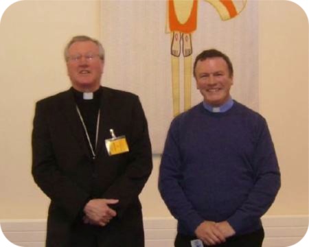 photo of Fr Patrick Cope and Bishop Terry in the prison chapel