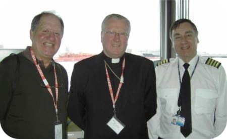 photo of Bishop Terry with Geoff Taylor (Tees Pilot) and Capt Jerry Drewitt (Harbour Master)