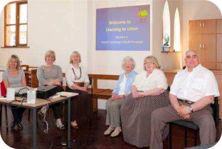photo of Jane and Caroline with some of the 'Learning to Listen' Group at Easingwold
