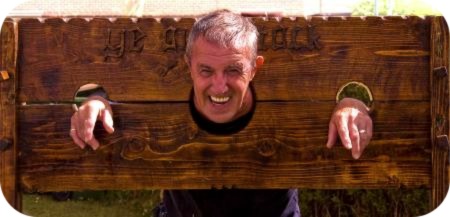 photo of Deacon Pat in the stocks