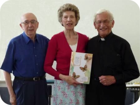 photo of Pat Wilson with Dr Jim Whiston and Monsignor Ray Carlton