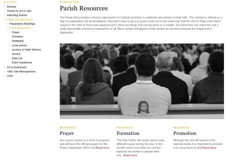 graphic showing parish resources section of Papal Visit web site