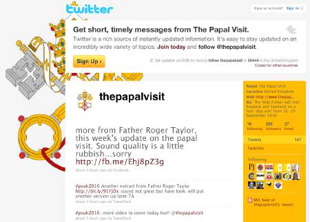 graphic showing the Papal Visit page on Twitter