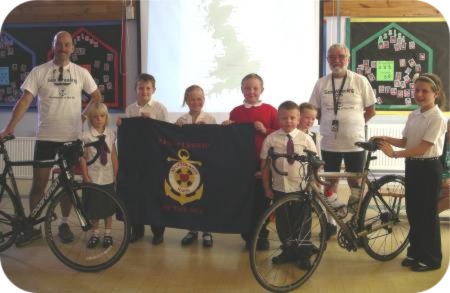 photo of Apostleship of the Sea cyclists with school children