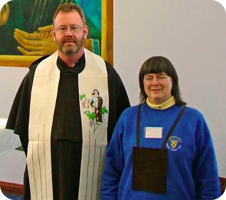 photo of Fr Antony Lester with Patricia Wilson