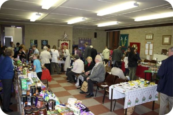 photo of parishioners enjoying the Christmas Fairtrade preview at Haxby