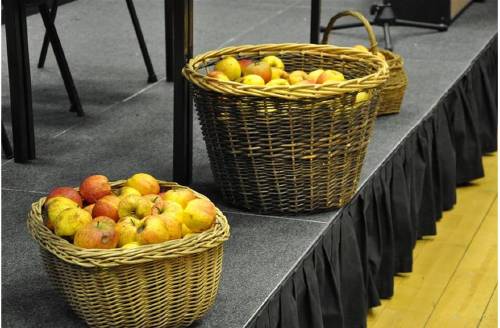 photo of baskets of apples donated by Ampleforth Abbey
