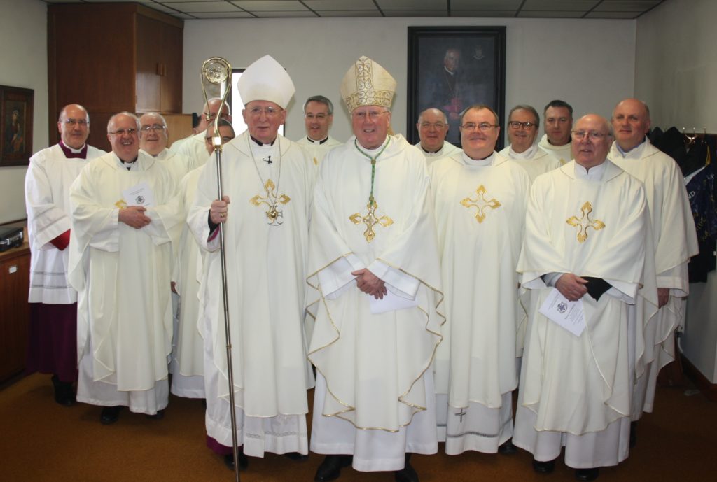 Bishop Thomas, Bishop Terry and priests at the Mass of Chrism 