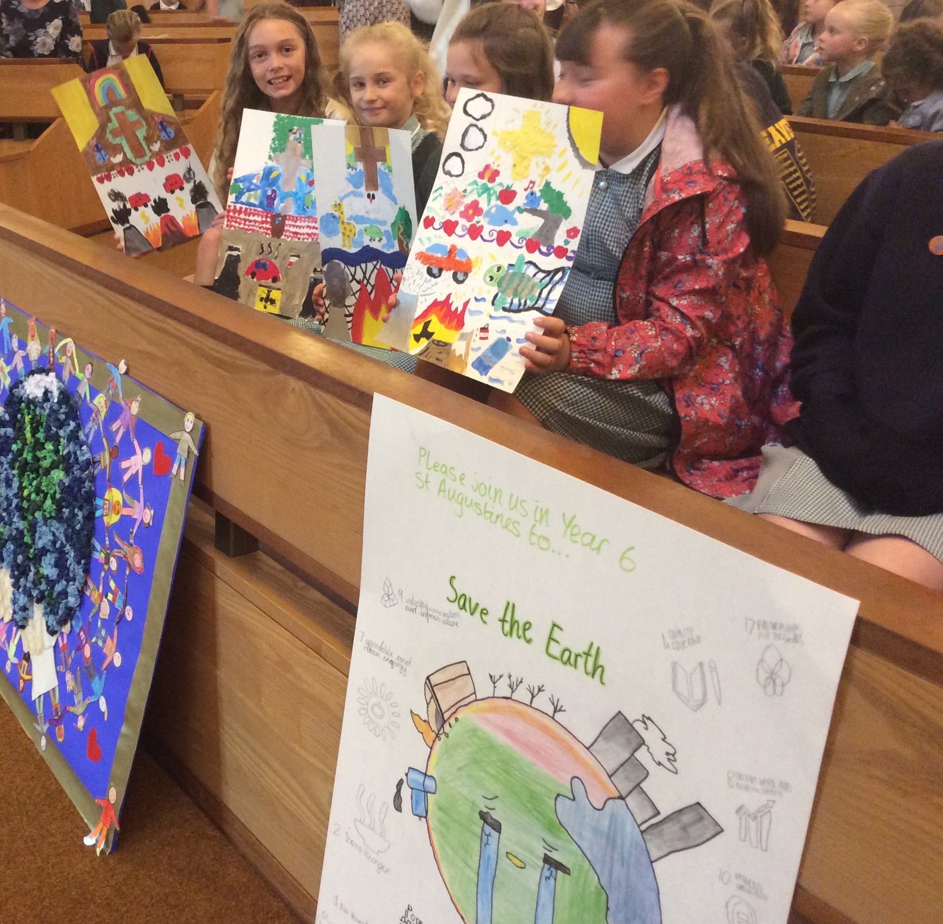 St Augustine's children with their Creation Time artwork