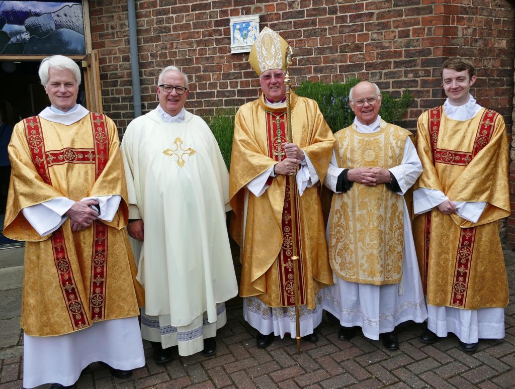 Bishop Terry with Father Francis Sutcliffe, Canon David Grant, parish priest of Beverley and Hornsea, Deacon Chris Larwood and Deacon Peter Taylor