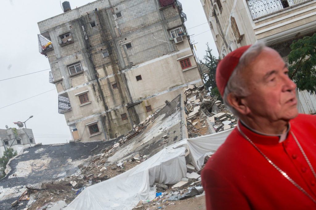 Cardinal Vincent Nichols during a visit to Gaza in 2014 © Mazur/catholicnews.org.uk